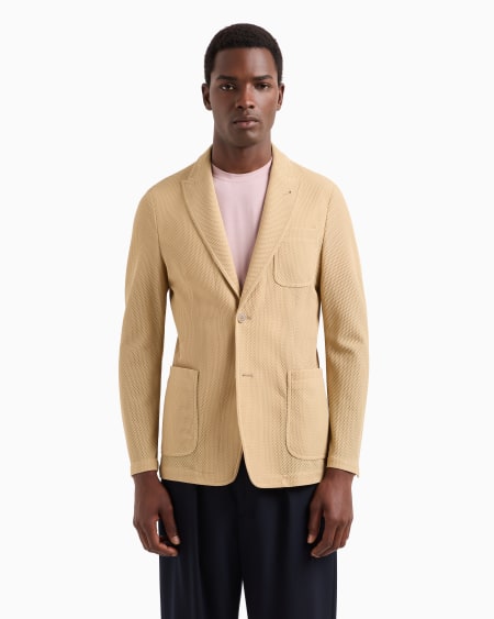 A|x Armani Exchange Single-breasted Jacket In Technical Waffle Fabric