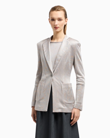 A|x Armani Exchange Single-breasted Jacket In Two-tone Jacquard Viscose Jersey