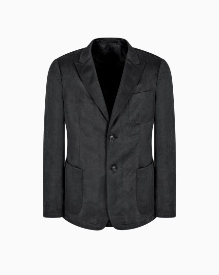 A|x Armani Exchange Single-breasted Jacket In Washed Linen And Lyocell Canvas