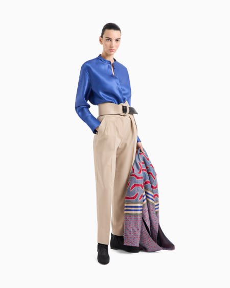 A|x Armani Exchange Single-breasted Long Jacket In Cotton Linen And Silk Jacquard