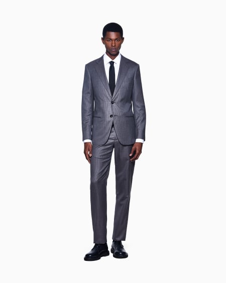 A|x Armani Exchange Single-breasted Soho Line Suit In Mélange Micro-pinstriped Virgin Wool