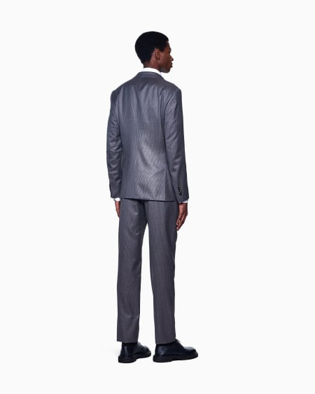A|x Armani Exchange Single-breasted Soho Line Suit In Mélange Micro-pinstriped Virgin Wool