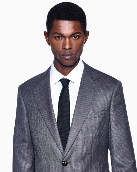 A|x Armani Exchange Single-breasted Soho Line Suit In Mélange Micro-pinstriped Virgin Wool
