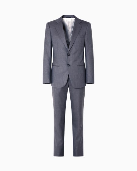 a|x armani exchange Single-breasted Soho Line suit in mélange micro-pinstriped virgin wool