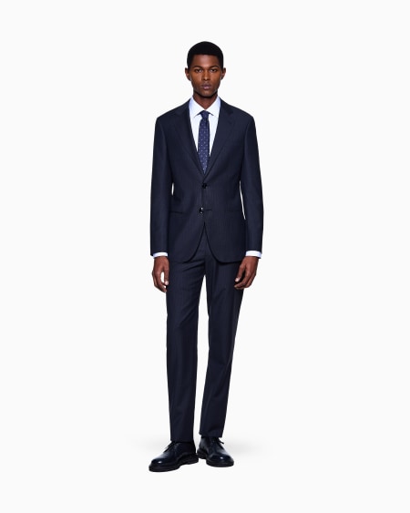 A|x Armani Exchange Single-breasted Soho Line Suit In Micro-pinstriped Virgin Wool