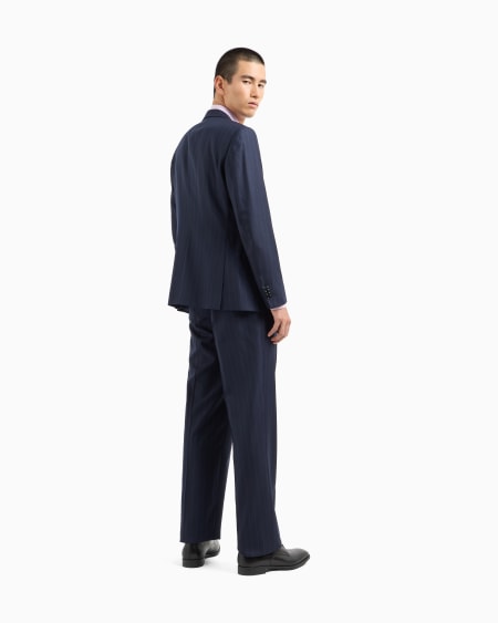 A|x Armani Exchange Single-breasted Soho Line Suit In Pinstriped Virgin Wool