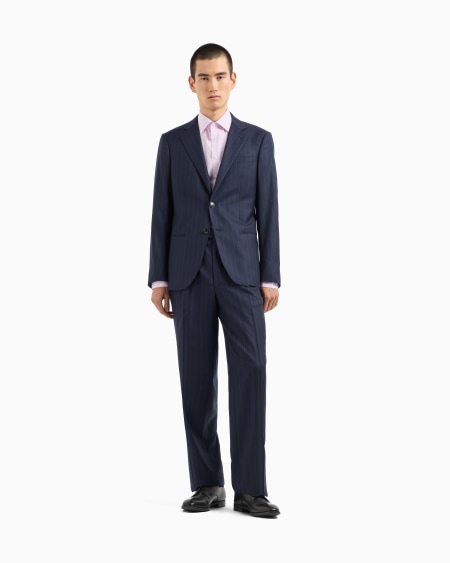 A|x Armani Exchange Single-breasted Soho Line Suit In Pinstriped Virgin Wool