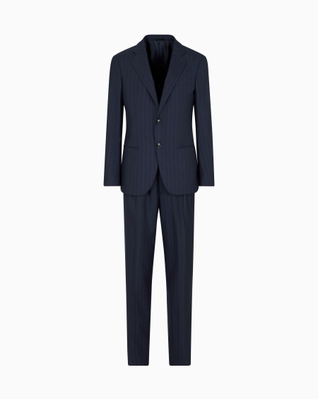 a|x armani exchange Single-breasted Soho line suit in pinstriped virgin wool