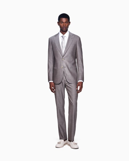 A|x Armani Exchange Single-breasted Soho Line Suit In Two-tone Armure Wool