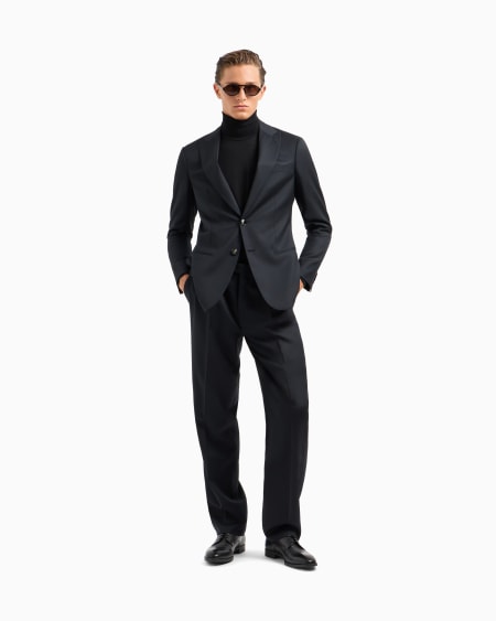 A|x Armani Exchange Single-breasted Soho Line Suit In Virgin Wool Armure