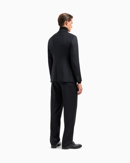 A|x Armani Exchange Single-breasted Soho Line Suit In Virgin Wool Armure