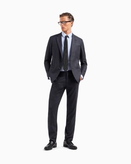 A|x Armani Exchange Single-breasted Soho Line Suit In Virgin Wool Mélange