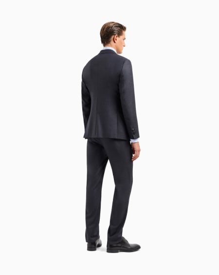 A|x Armani Exchange Single-breasted Soho Line Suit In Virgin Wool Mélange