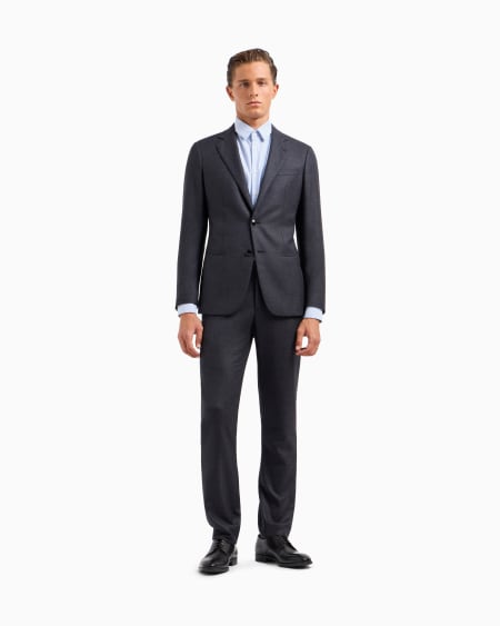 A|x Armani Exchange Single-breasted Soho Line Suit In Virgin Wool Mélange
