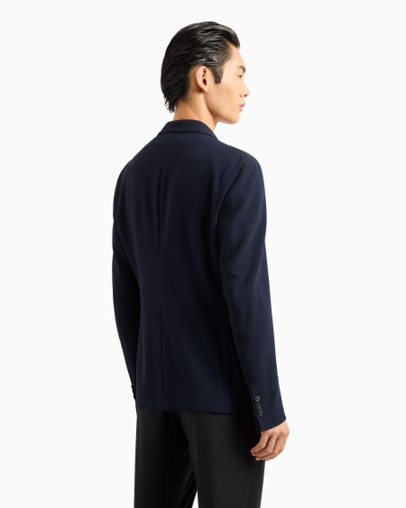 A|x Armani Exchange Single-breasted Stretch Plain-knit Wool Seersucker Jacket