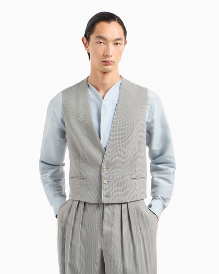 A|x Armani Exchange Single-breasted Waistcoat In A Textured Viscose Blend