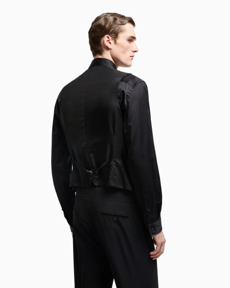 A|x Armani Exchange Single-breasted Waistcoat In A Viscose Blend With All-over Rhinestones