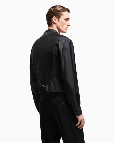 A|x Armani Exchange Single-breasted Waistcoat In A Viscose Blend With Rhinestones