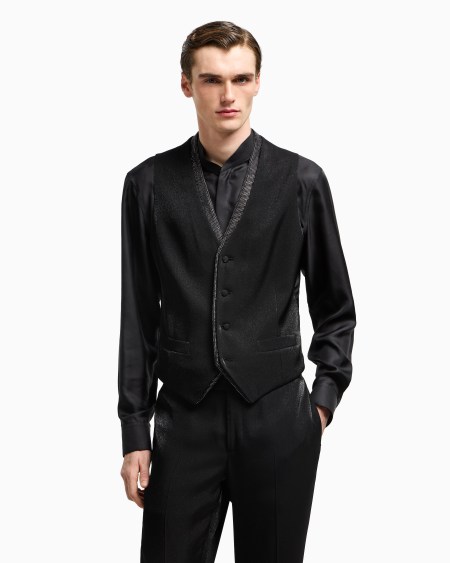 A|x Armani Exchange Single-breasted Waistcoat In A Viscose Blend With Rhinestones