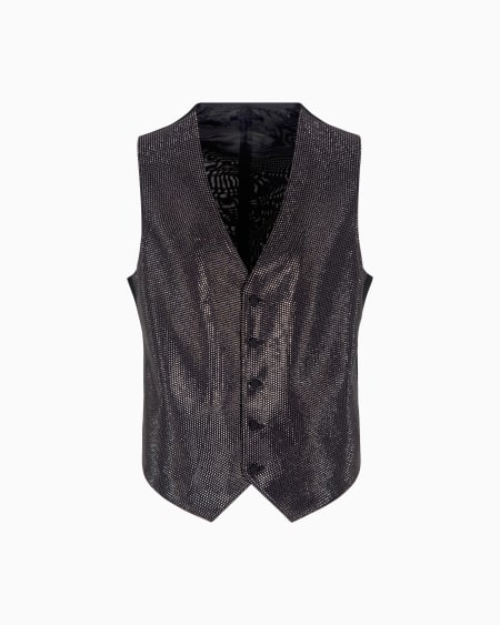 a|x armani exchange Single-breasted waistcoat in a viscose blend with all-over rhinestones