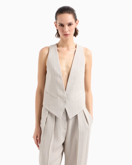 A|x Armani Exchange Single-breasted Waistcoat In Armure Viscose Crêpe