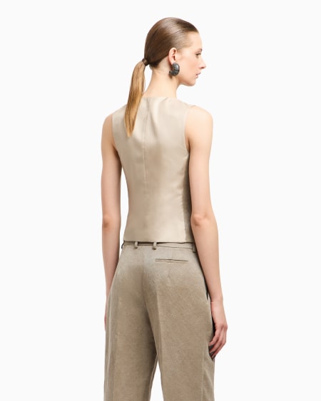 A|x Armani Exchange Single-breasted Waistcoat In Hemp Viscose And Cotton Cavalry