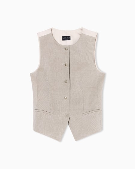 a|x armani exchange Single-breasted waistcoat in hemp viscose and cotton cavalry