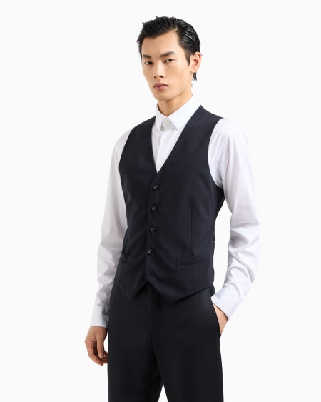 A|x Armani Exchange Single-breasted Waistcoat In Virgin Wool