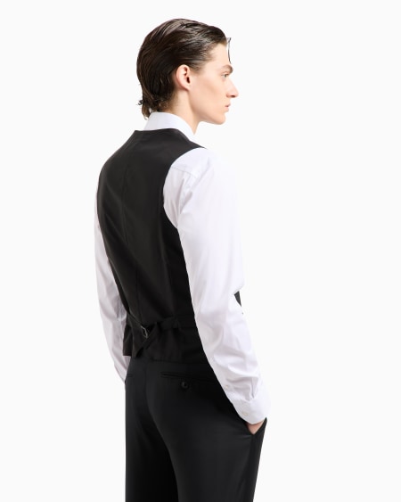 A|x Armani Exchange Single-breasted Waistcoat In Virgin Wool