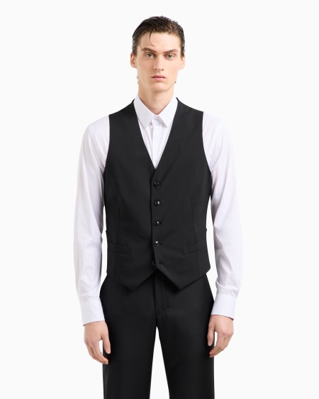 A|x Armani Exchange Single-breasted Waistcoat In Virgin Wool