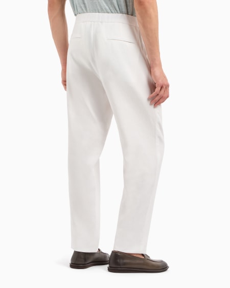 A|x Armani Exchange Single-dart Pure Linen Canvas Trousers