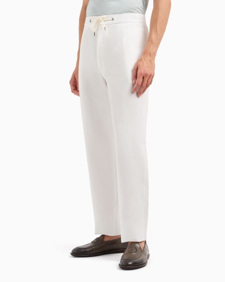A|x Armani Exchange Single-dart Pure Linen Canvas Trousers