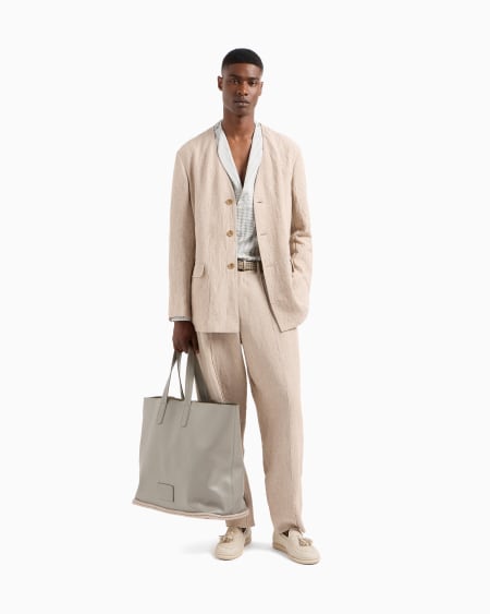 A|x Armani Exchange Single-dart Pure Linen Canvas Trousers