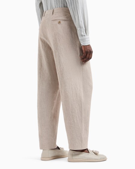 A|x Armani Exchange Single-dart Pure Linen Canvas Trousers