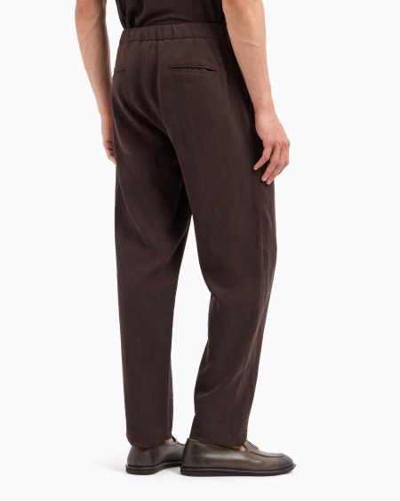 A|x Armani Exchange Single-dart Pure Linen Canvas Trousers