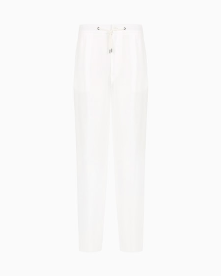 a|x armani exchange Single-dart pure linen canvas trousers