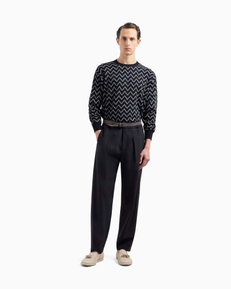 A|x Armani Exchange Single-dart Wool-canvas Trousers
