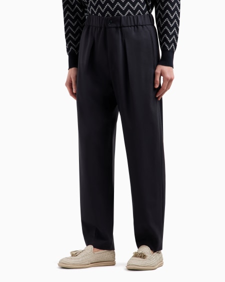 A|x Armani Exchange Single-dart Wool-canvas Trousers