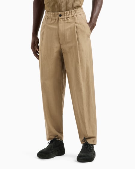 A|x Armani Exchange Single-pleat Cotton And Linen Trousers