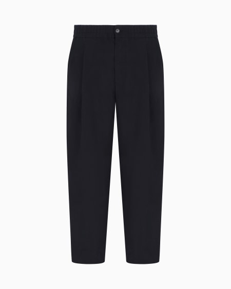 a|x armani exchange Single-pleat cotton and linen trousers