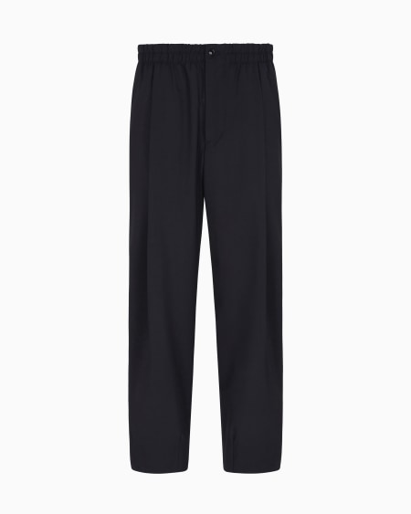 a|x armani exchange Single-pleat lightweight wool-canvas trousers