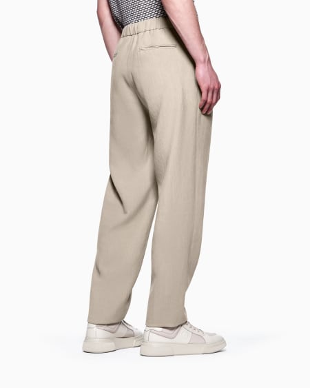 A|x Armani Exchange Single-pleat Linen-canvas Trousers