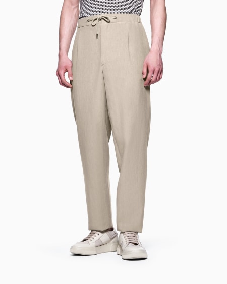 A|x Armani Exchange Single-pleat Linen-canvas Trousers