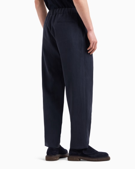 A|x Armani Exchange Single-pleat Linen-canvas Trousers
