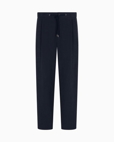 a|x armani exchange Single-pleat linen-canvas trousers