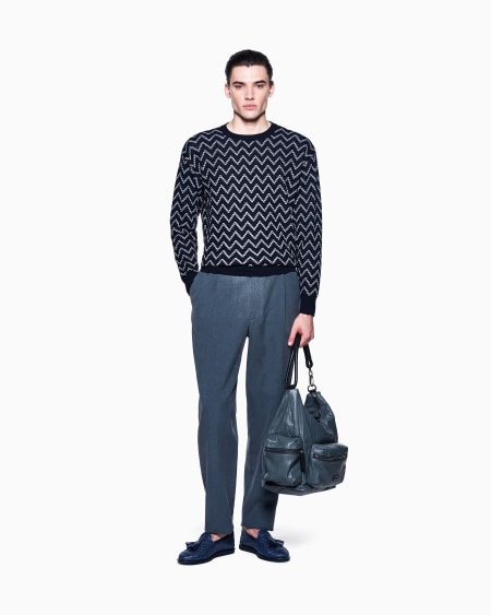 A|x Armani Exchange Single-pleat Linen-canvas Trousers