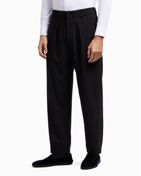 A|x Armani Exchange Single-pleat Pure Virgin Wool Crêpe Trousers
