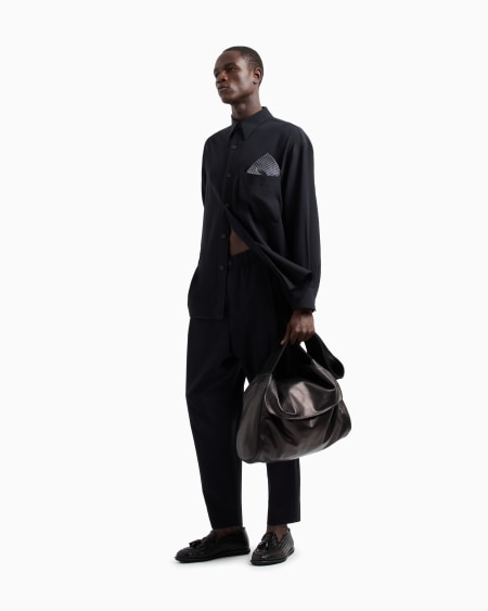 A|x Armani Exchange Single-pleat Pure Virgin Wool Crêpe Trousers