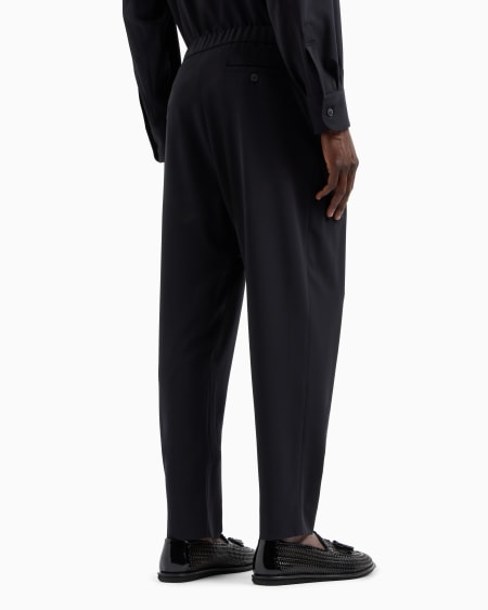 A|x Armani Exchange Single-pleat Pure Virgin Wool Crêpe Trousers