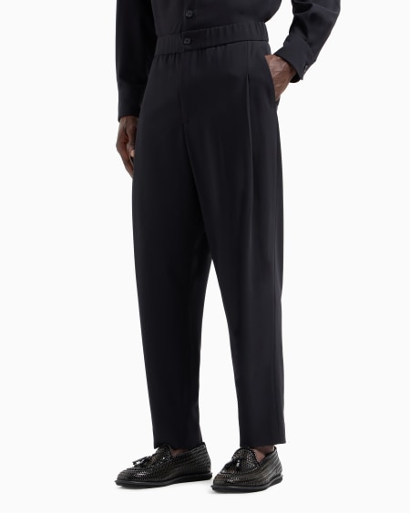 A|x Armani Exchange Single-pleat Pure Virgin Wool Crêpe Trousers